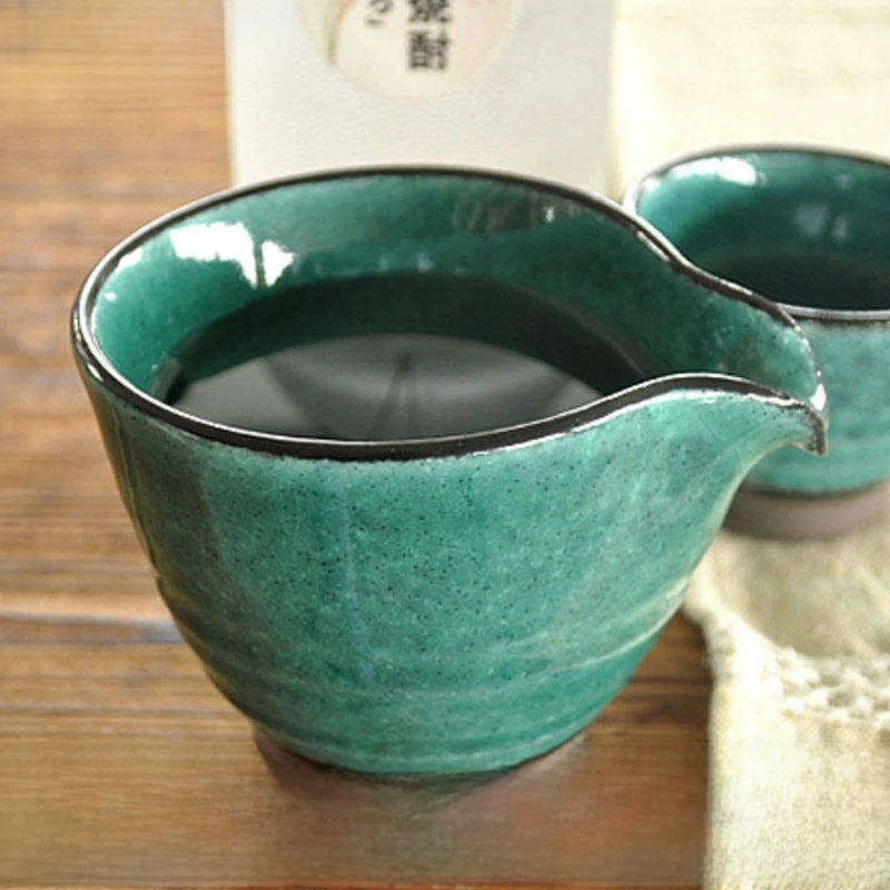 Taza de whisky de cerámica azul hecha a mano con esmalte bajo, estilo retro, taza individual para sake japonés, utensilios para servir bebidas alcohólicas