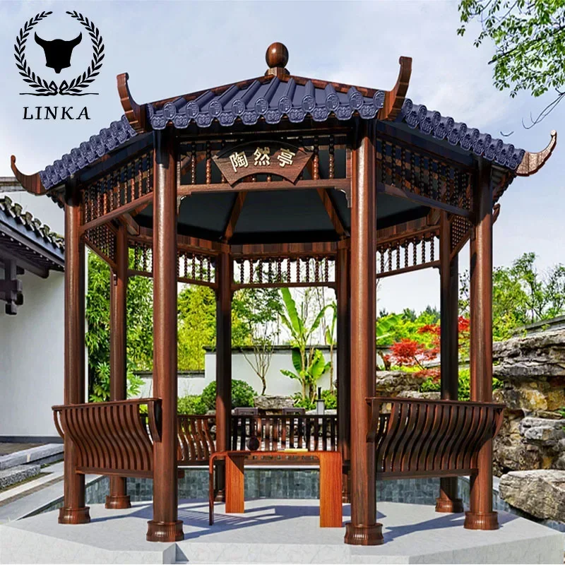 

Outdoor aluminum alloy pavilion outdoor courtyard garden Chinese ancient architecture antique four corners hexagonal pavilion ga