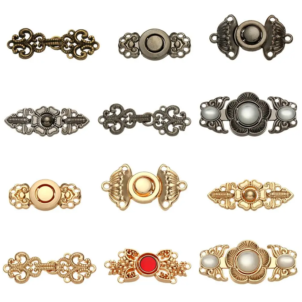 6Pcs Retro Cardigan Scarf Clasp Cape Cloak Clasp Metal Buttons Cheongsam Buckle Connection Buckle