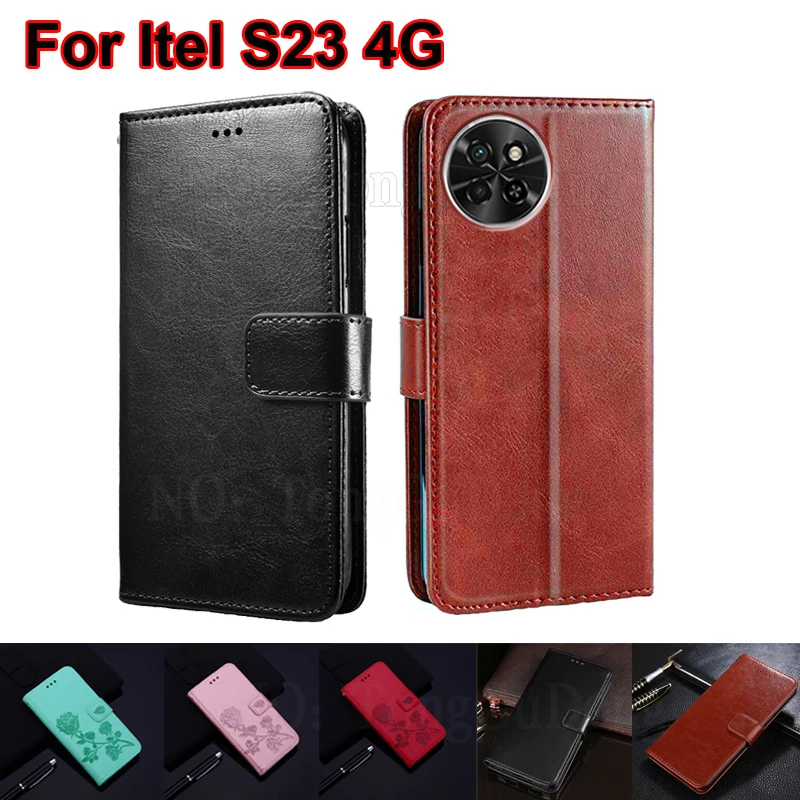 

Luxury Leather Phone Cases For Itel S23 4G Wallet Cover Protection Flip Case For Carcasas Itel S23 ItelS 23 4G 6.6" Mujer Fundas