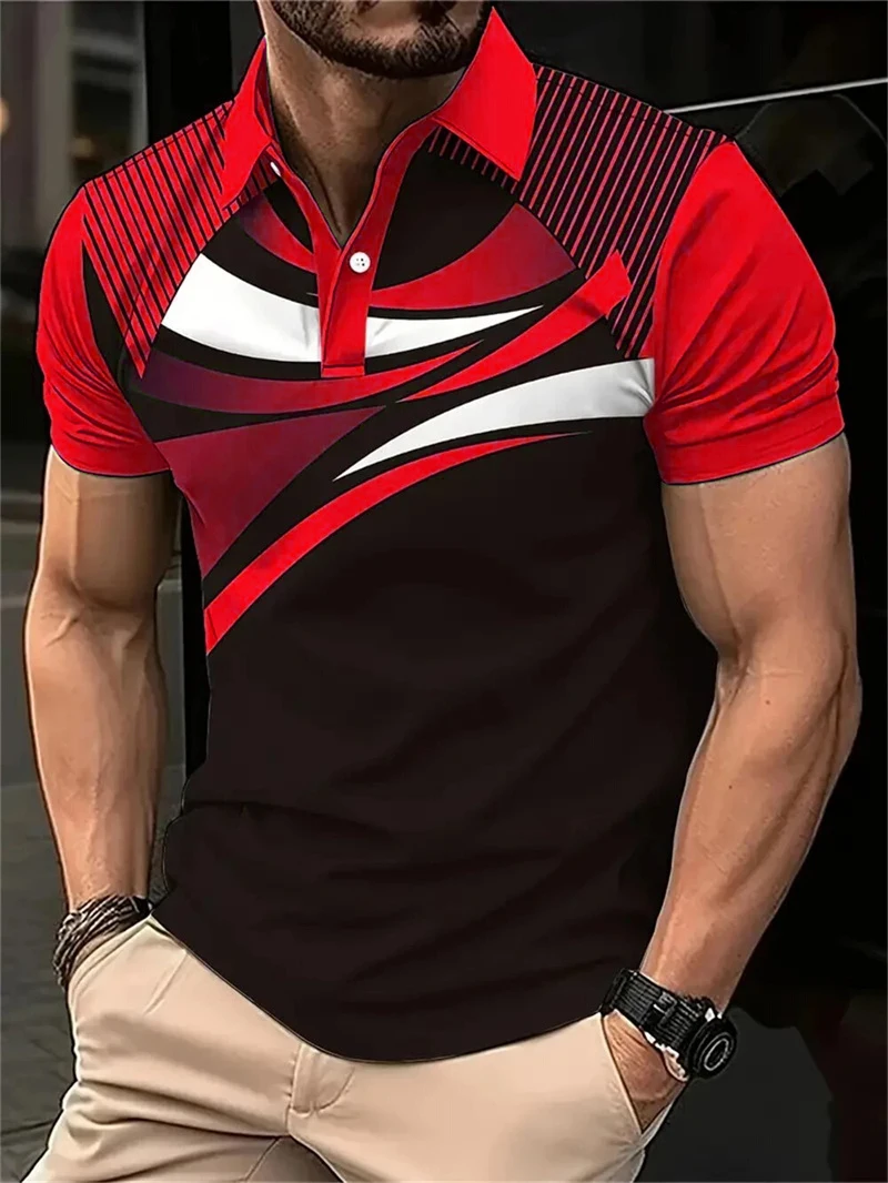 

Striped Pattern Men's Fashion Polos T-Shirts Summer Short Sleeve 3d Printed Streetwear Male POLO Tee 6XL Large Size Casual Tops
