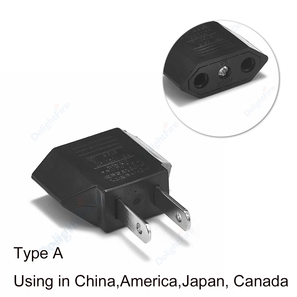 Zasilacz amerykański Euro European EU to US American Travel Adapter 2-pinowy konwerter AC typu A Adapter wtyczki Gniazdo elektryczne