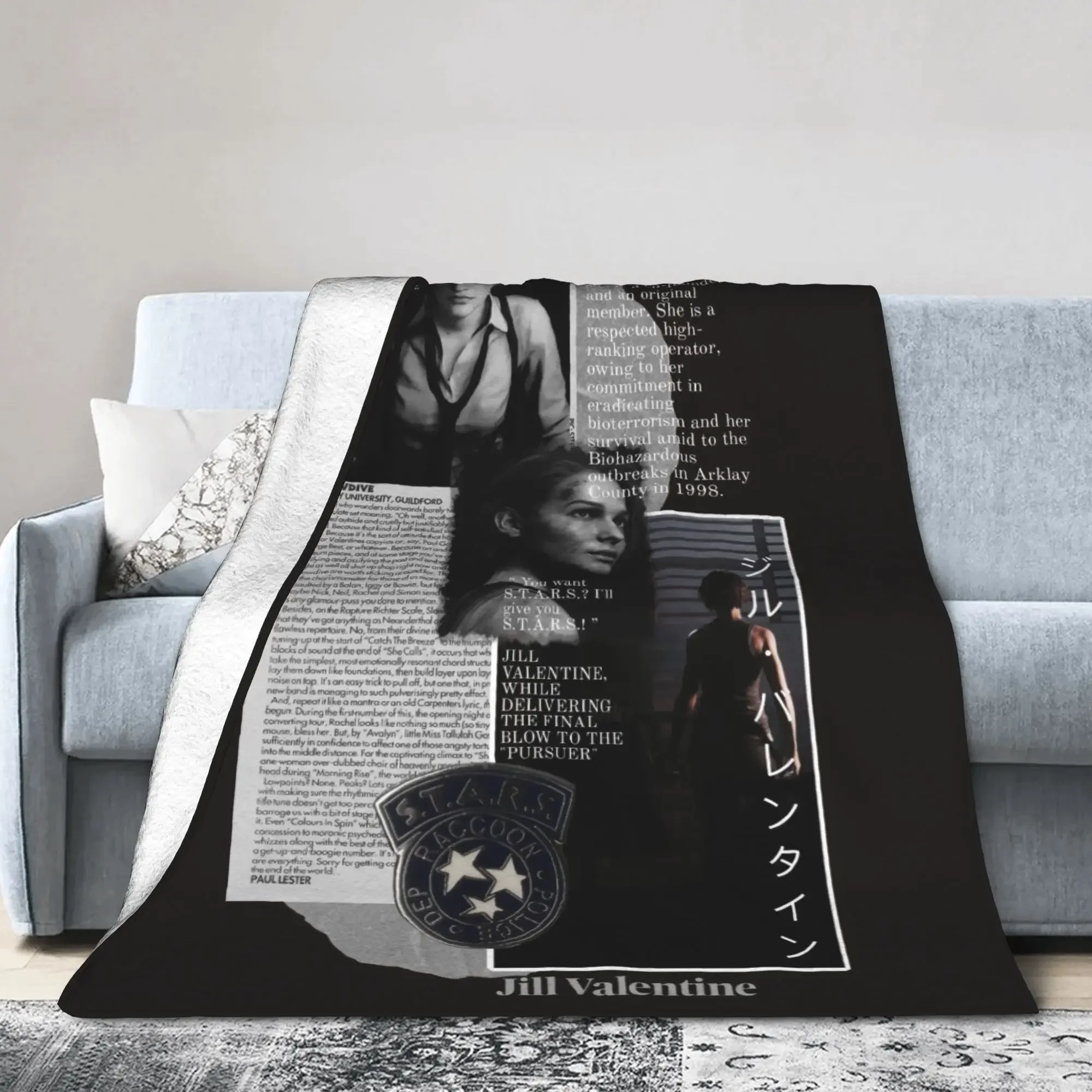 

Residents Evils Jill Valentine Plush Blanket Flannel Throw for Girls Boys Living Room Super Warm Custom DIY Bedspread