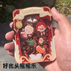 Good Omens Anime Keychain Aziraphale Crowley Angel Demon Acrylic Key Chain Q Version Bag Pendent Decor Accessories Display Gift