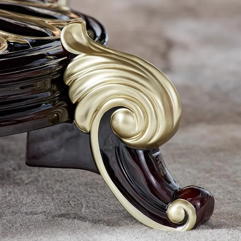 European marble, solid wood dining table and chair combination, Foshan round dining table with turntable