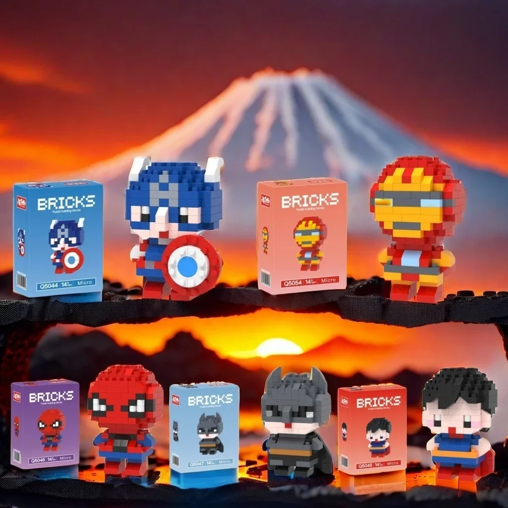

New Avengers Q cartoon micro particle puzzle building blocks children's jigsaw puzzle small box toy student doll model gift