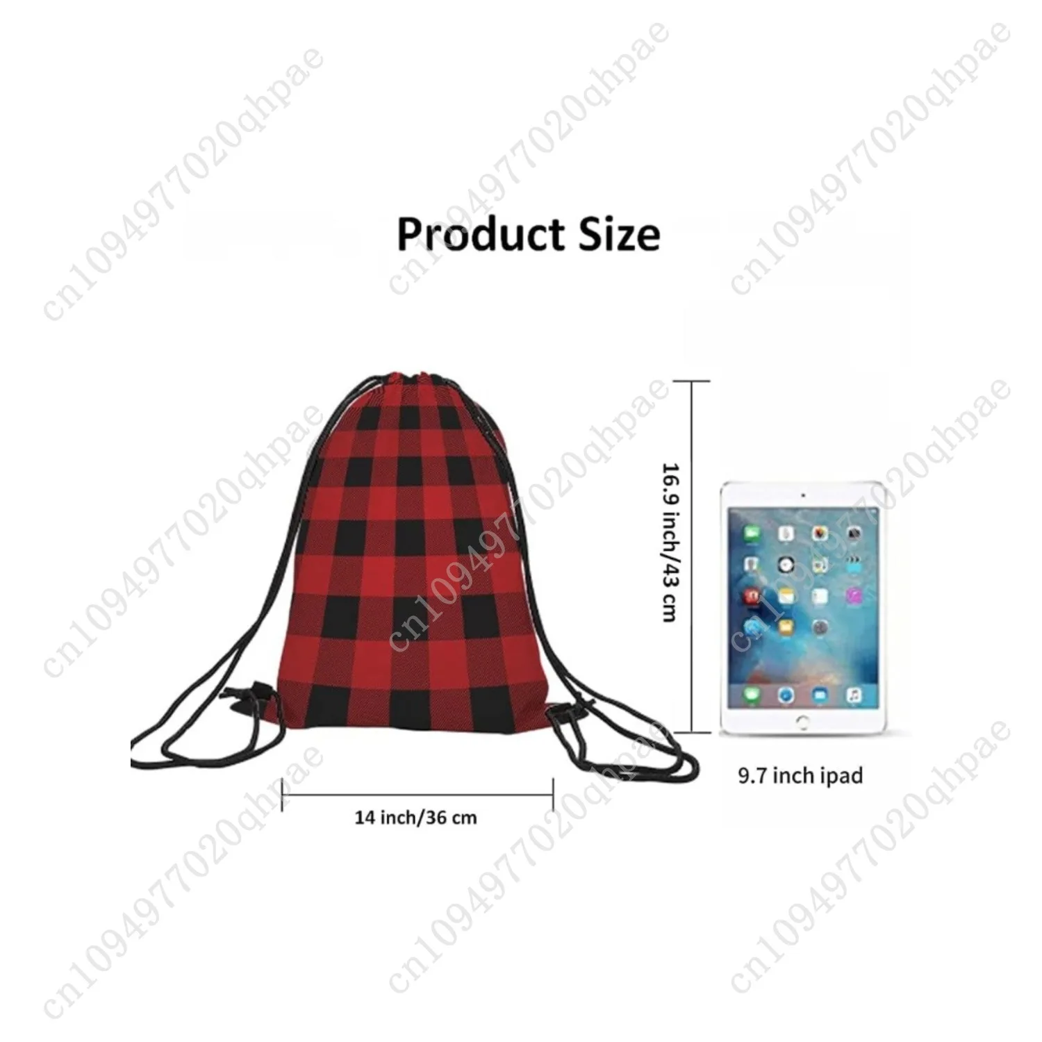 Black And Red Buffalo Drawstring Bags Backpack Bag Plaid Classic Pattern Tartan Art Stripes Sport Gym Sack Drawstring Bag String