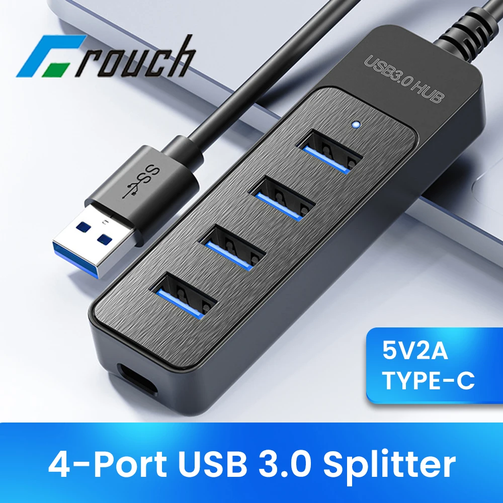 4-Port USB 3.0 Hub 2.0 Splitter Adapter Type-C Expansion Dock High Speed Transfer Multiple Expander USB C Splitter for PC Laptop