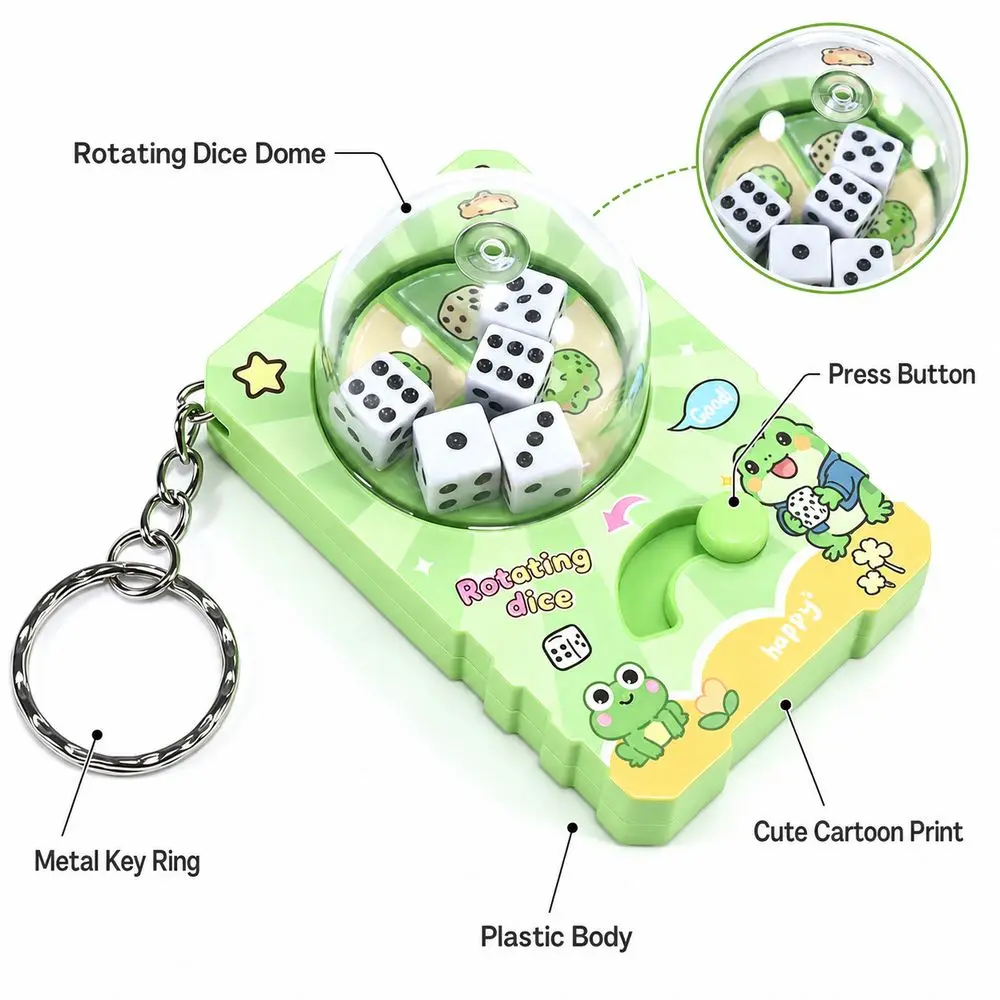 Mini Fidget Rotating Dice Keychain Press Button Plastic Cartoon Keychain Cartoon Animal Rotating Dice Dice Pendant Daily Play