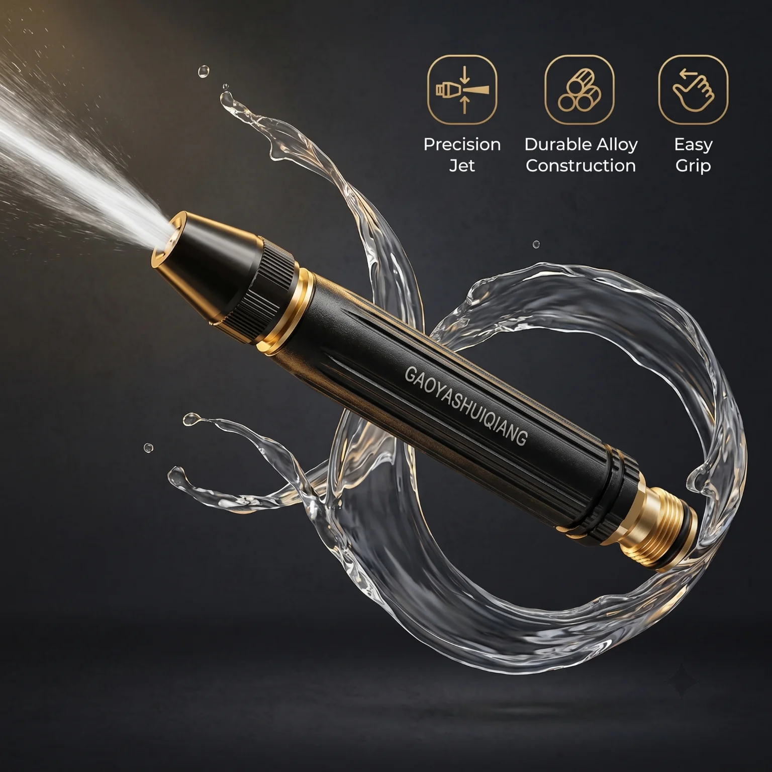Adjustable High Pressure Water Spray Nozzle Aluminum Alloy Car Wash Hose Gun 3 Spray Modes Jet Shower Mist Brass Connector Leakproof Garden Watering Cleaning Sprayer