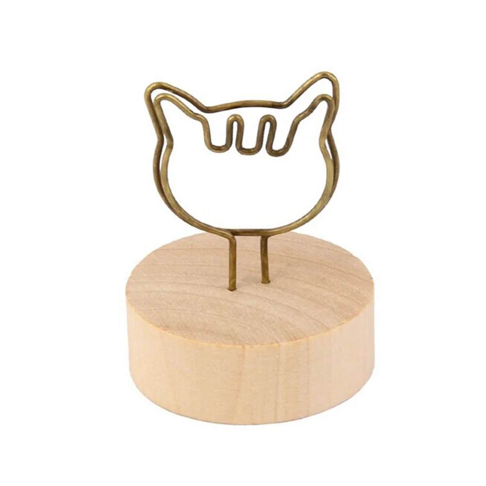 Wooden Base Memo Photo Holder Paper Note Clip Wedding Place Name Holder Cat Shape Cat Shape Holder