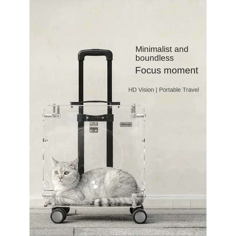 

New Arrival Transparent Cat Carrier Large Capacity Pet Luggage Bag with Wheels