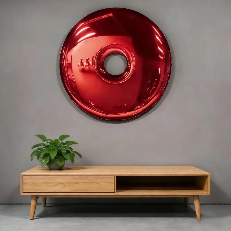 

Metal doughnut corridor dining room living room hotel model room TV background wall decorative stainless steel wall hanging