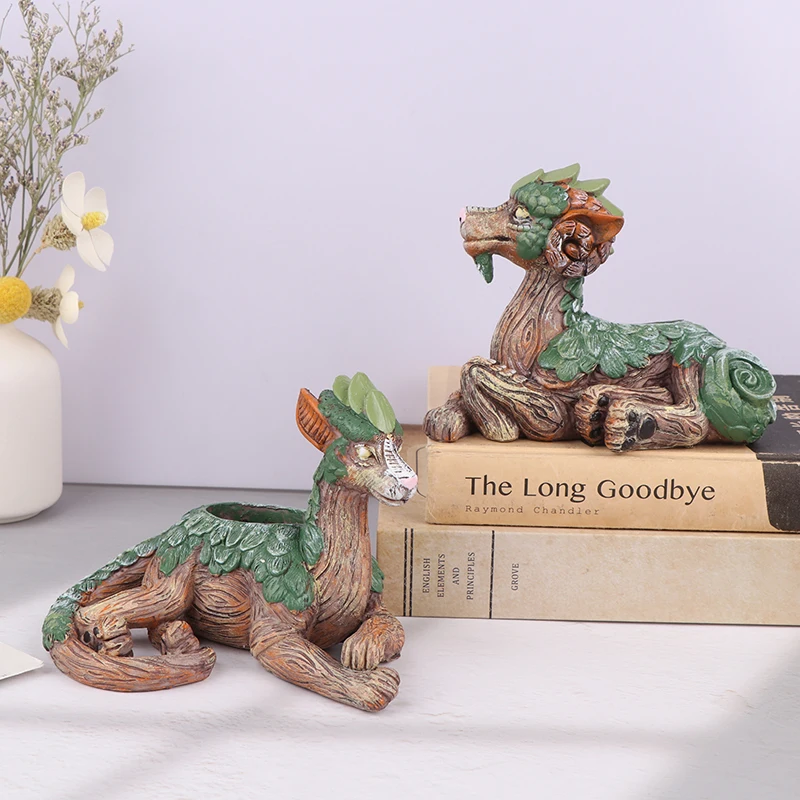 Creative Dragon Tree Planter Succulent Planter Garden Statue Dragon Flower Pot Resin Ornaments For Nature Lovers Friends Family