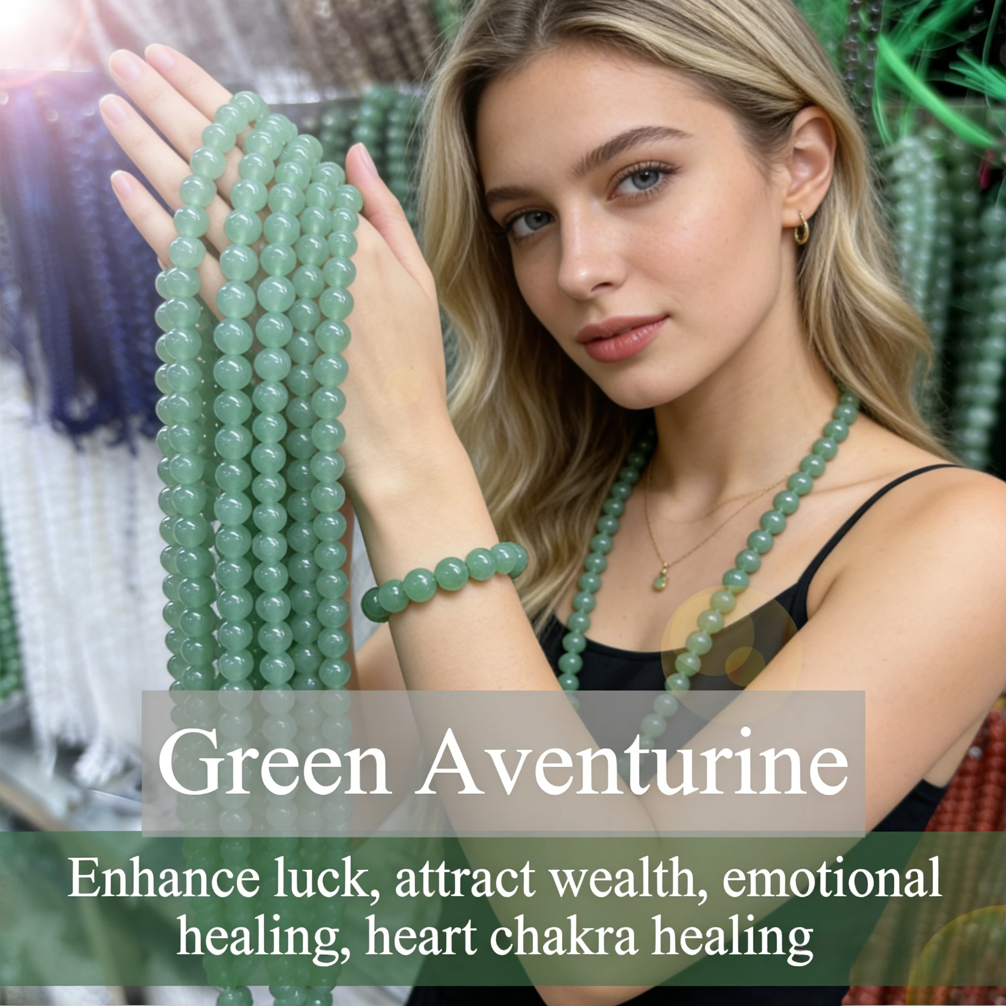 Perles rondes en aventurine verte, perles en pierre naturelle, 4 6 8 10mm, pour la fabrication de bijoux, bracelets et colliers, accessoires de bijoux DIY