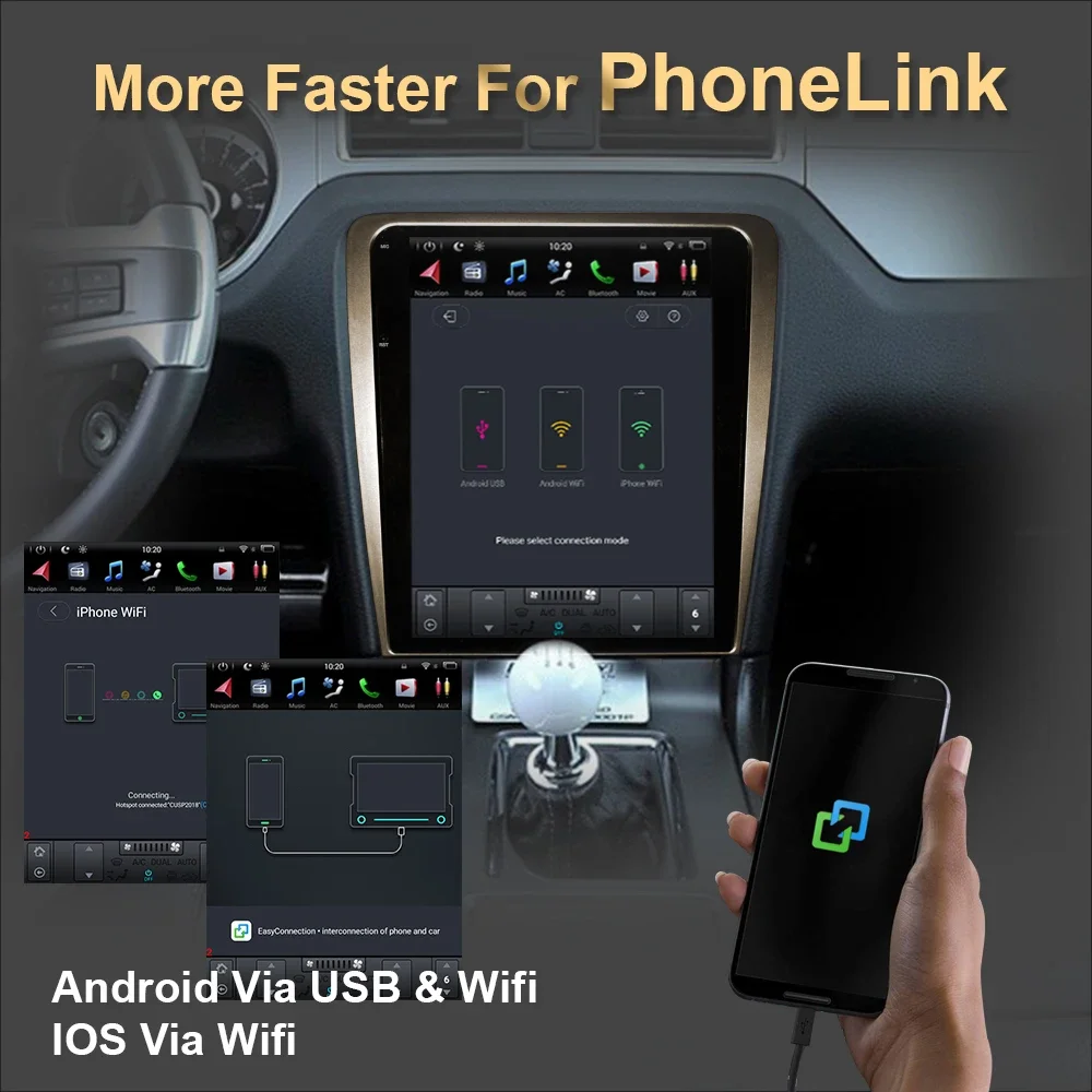 أندرويد 11 سيارة لتحديد المواقع والملاحة تسلا نمط شاشة عمودية لفورد موستانج 2009-2015 راديو تلقائي ستيريو مشغل وسائط متعددة