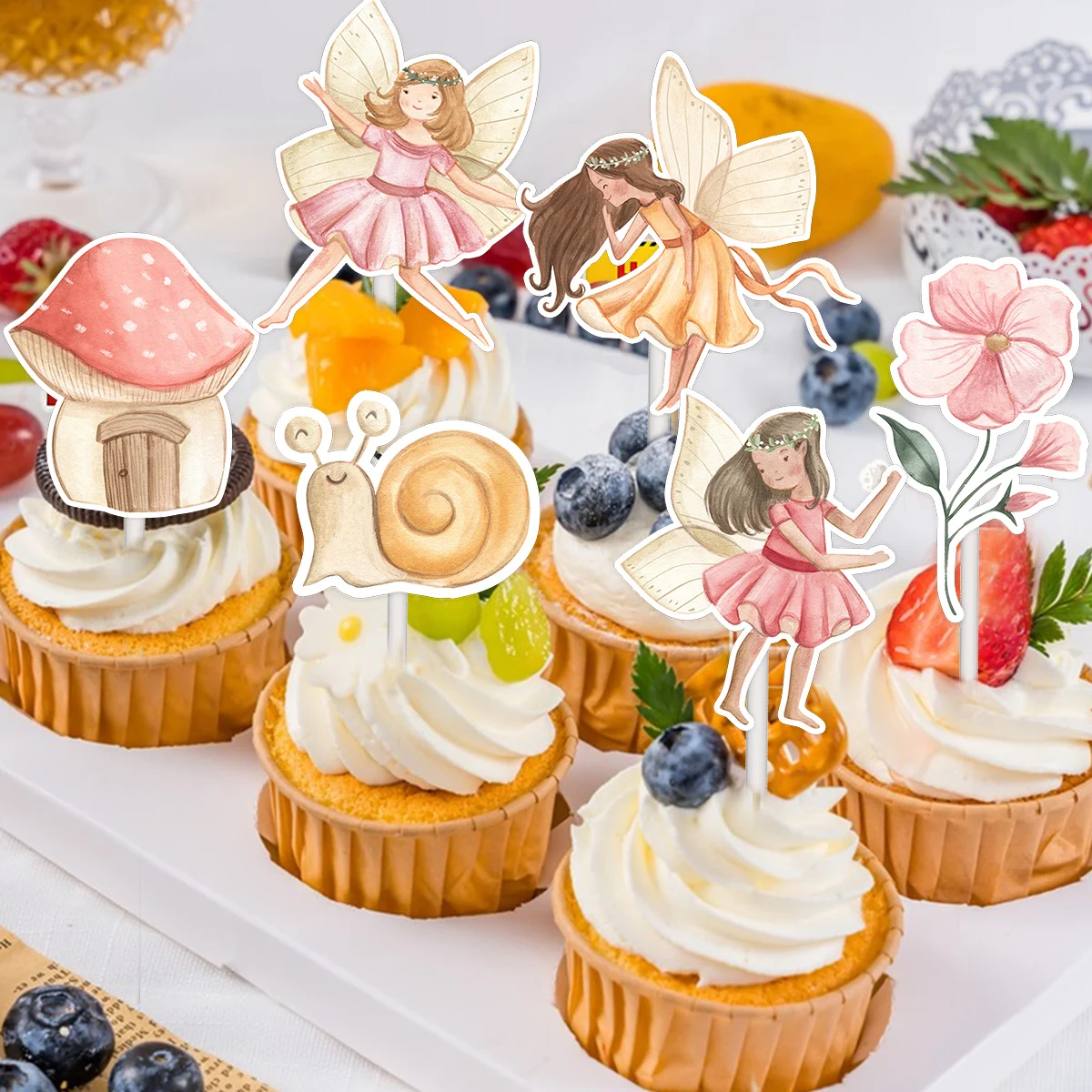 24 Stücke Schmetterling Fee Kuchen Topper Karton Insekt Papier Topper Für Mädchen Schmetterling Fee Alles Gute Zum Geburtstag Party Kuchen Dekorationen – Detail 3