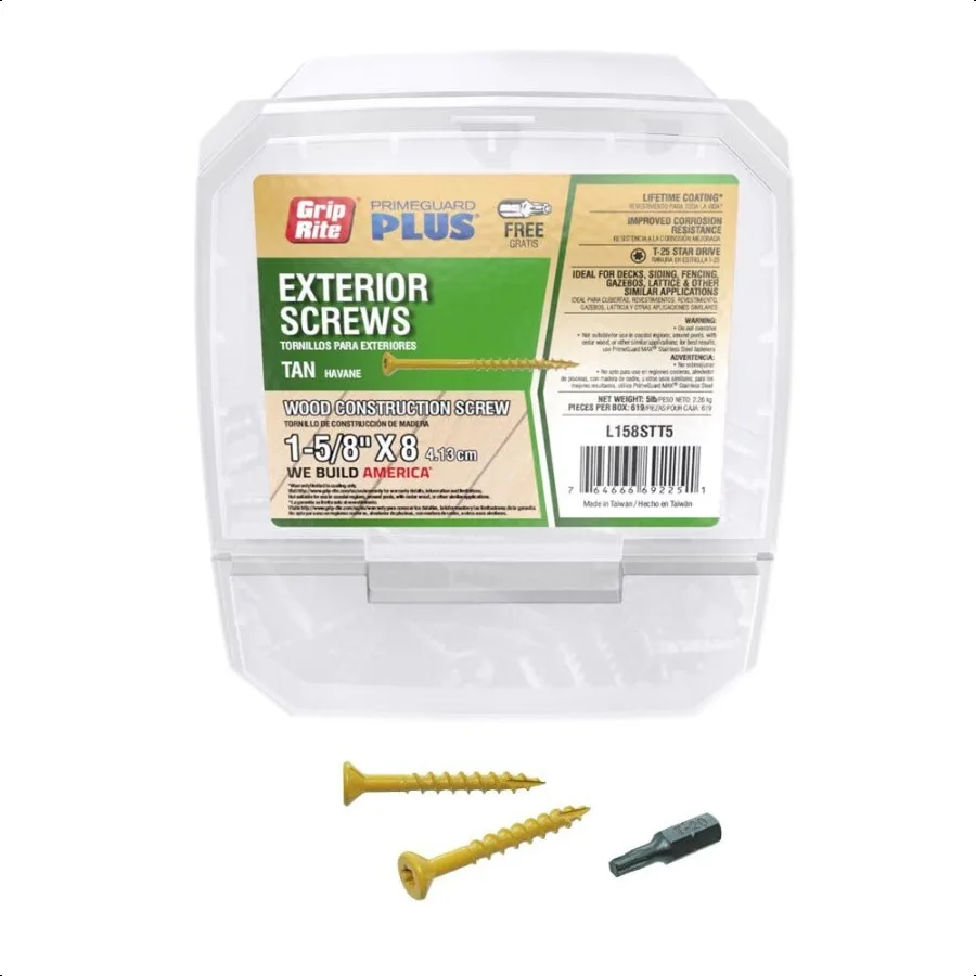 

L158STT5 PrimeGuard Plus 8 x 15 8 Wood to Wood Deck Screw Tan 5lb Box