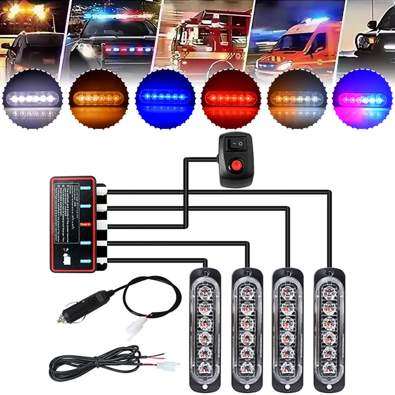 

24LED 12V Wireless Remote Control Car Strobe Flashing LED Warning Light Emergency Lamp Car Light Strobe for Vehicle Safety