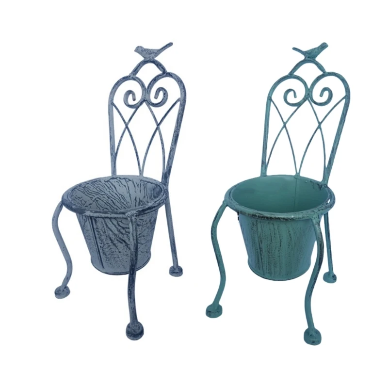 

Metal Bucket Flower Vase Iron Chair Vase For Silk Flower Decorative Pot Home Off 55KF