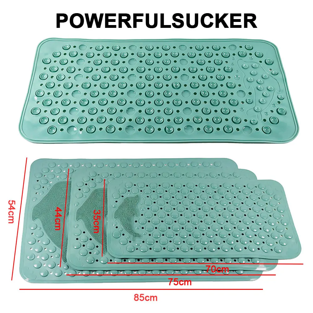 Silicone World Bathroom Anti-skid Mats PVC Shower Anti Fall Foot Mat Dolphin Massage Suction Cup With Drain Hole Floor Mat