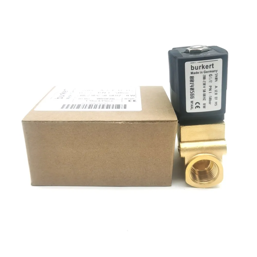 Burkert 00140566 2/2Way Solenoid Valve Type 5404 NC 12MM Orifice Brass Body 32MM COIL 230V 50HZ 8W IP65