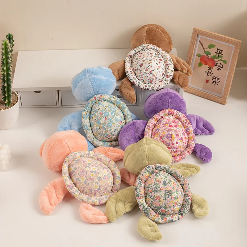 25cm Realistic Sea Turtle Plush Toy Big Eyes Floral Shell Soft Stuffed Animal Doll Kids Sleep Companion Birthday Gift Boys Girls