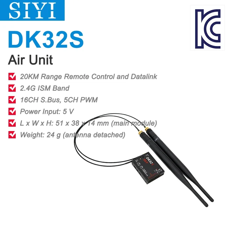 SIYI DK32S Air Unit 2.4G Long Range Receiver Datalink Telemetry S.Bus PWM Compatible DK32 SE DK32S UAV Remote System
