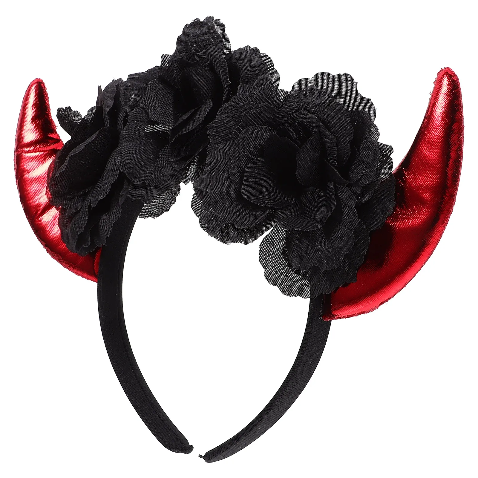 

Rose Headband Decorated Halloween Evil Horns Clothing Carnival Hairband Knitted Fabric Decoration Headdress Miss