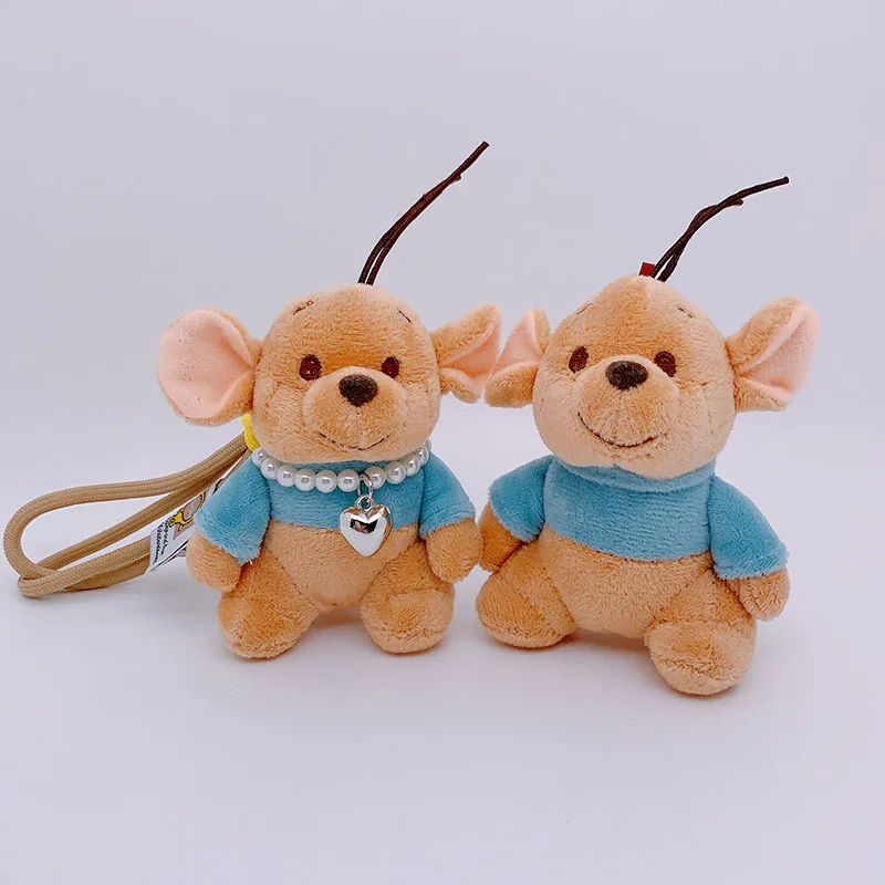 New 10cm Cute Mouse Hundred Acre Garden Wallaby Plush Pendant Standing Pea Mouse Plush Doll Backpack Keychain Girl Birthday Gift