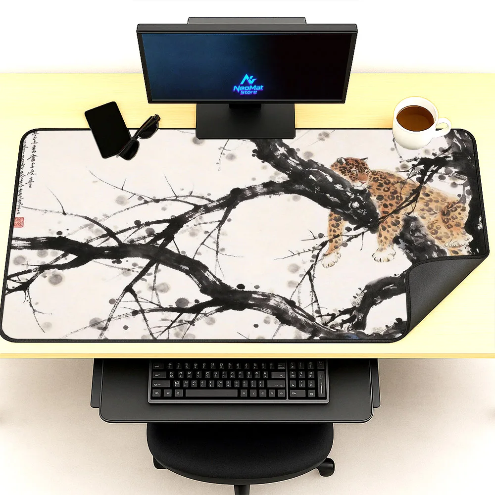 

Коврик для мыши «Тигр» в китайском стиле, 1200x600 мм, резиновый коврик для клавиатуры, 140x60, аксессуар для офисного стола, коврик-накладка 1600x600 мм