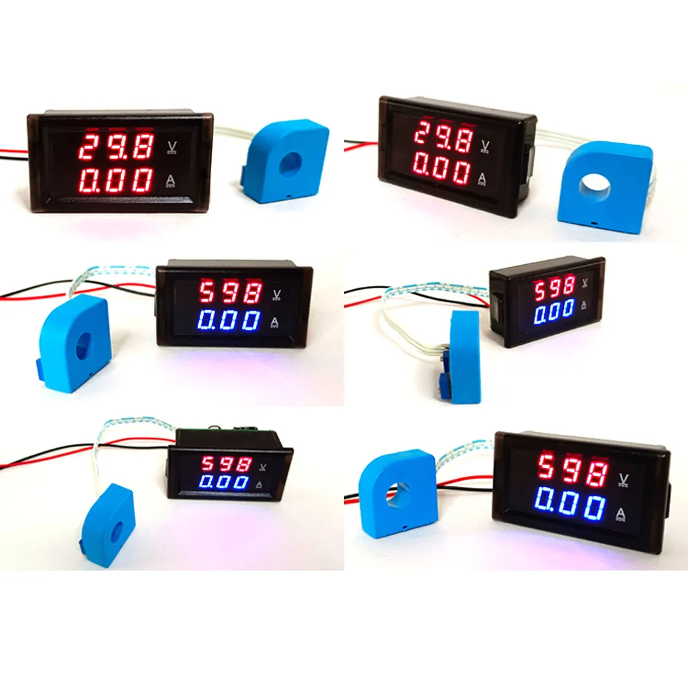 2wire DC 14V-600V Hall Voltmeter Ammeter 0-500A LED Digital Voltage Current Charge Discharge Battery Monitor 24V 36V 48V 60V BMS