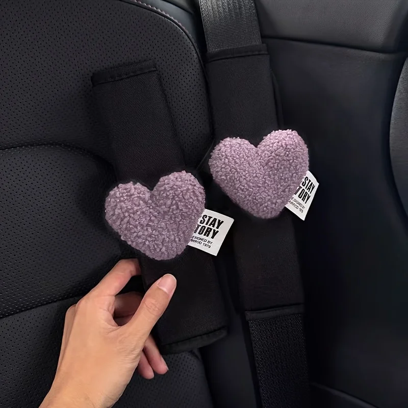 2 uds amor corazón estilo de coche funda para cinturón de seguridad protección suave para el pecho cinturón de seguridad de coche hombrera soporte para el cuello cojín cinturón de seguridad