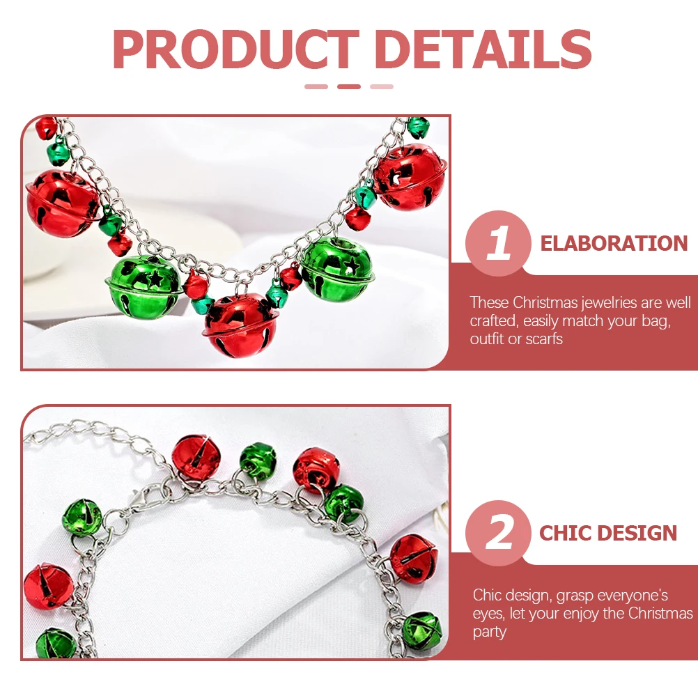 

Colorful Bell Necklace Pendant Earrings Christmas Holiday Jewelry Alloy Festive Miss