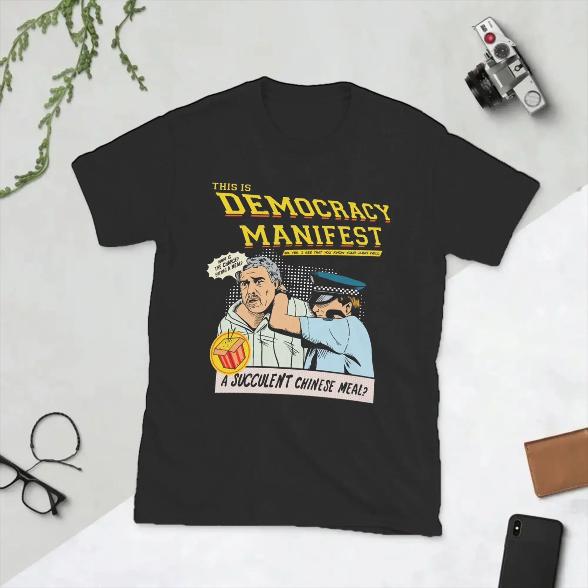 Men's Funny Succulent Chinese Meal Meme T Shirts  Pure Cotton Tops Vintage Short Sleeve Round Neck Tee Shirt Plus Size T-Shirt