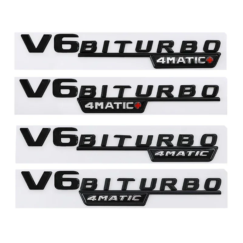 

2pcs ABS Car Body Side Badge Rear Trunk Sticker for Mercedes Benz V6BITURBO 4MATIC+ Emblem W211 W212 W213 GLA GLK ML GL GLC GLE