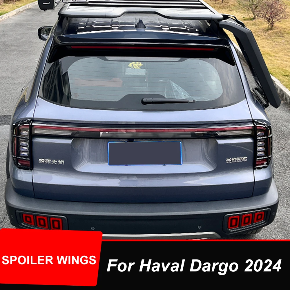 

For Haval Dargo 2024 Rear Trunk Lid Car Spoiler Wings Flowing Led Lamp Design ABS Plastic Glossy Black Accessories Tuning Parts