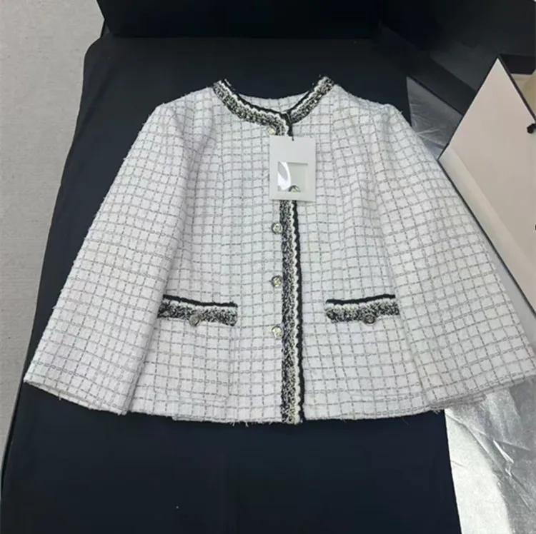 

Customization European women's fashion 2026 spring new styles Seven-quarter sleeve single-button checked tweed coat skirt set