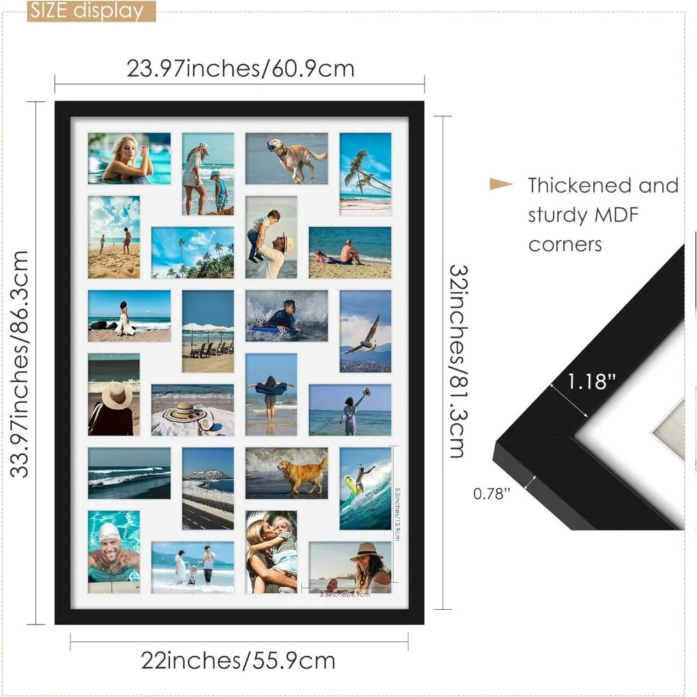 22x32 إطار صور مجمعة عرض 24 4x6 صور أفقية عمودية جدار ديكور المنزل هدية