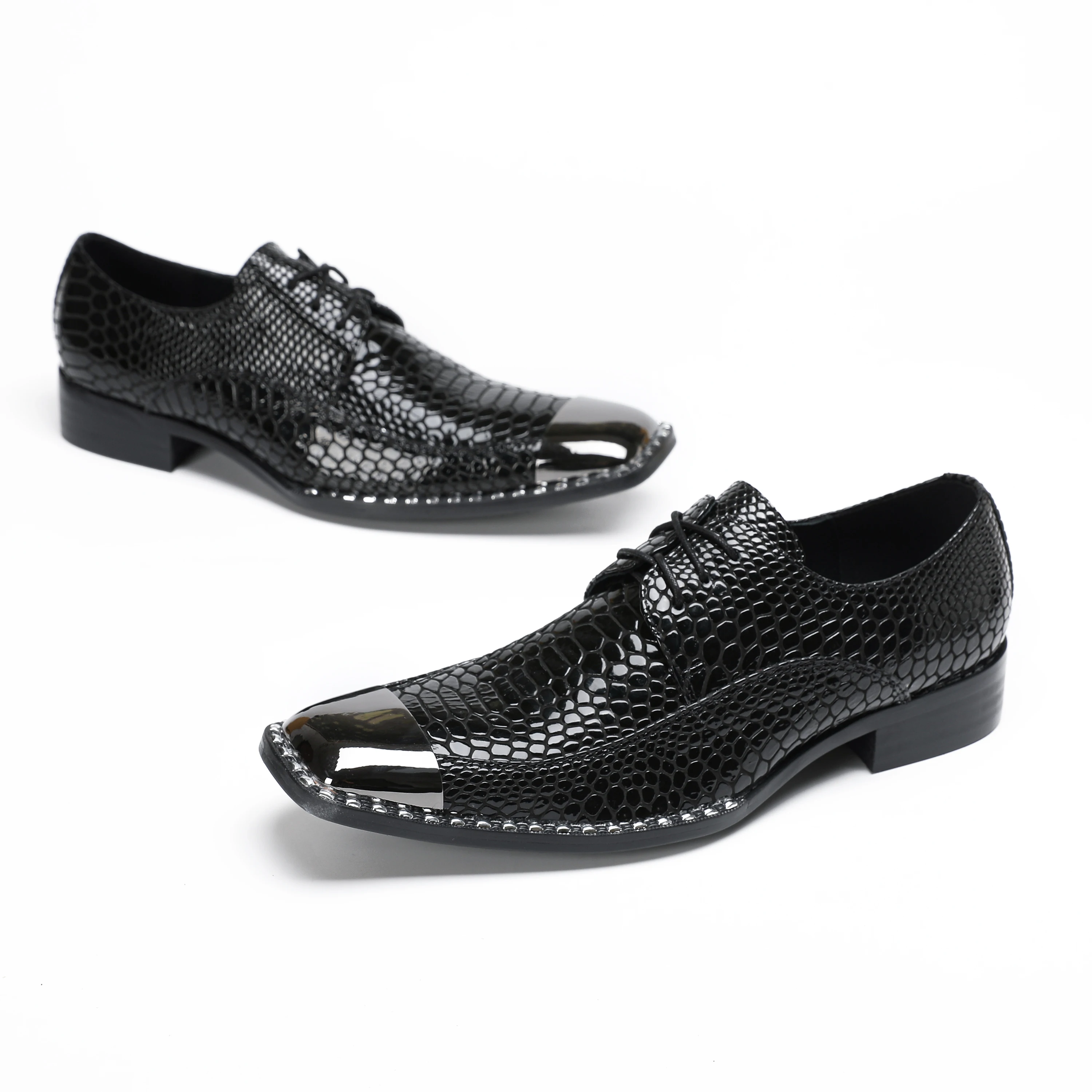 

Мужские классические туфли из натуральной кожи черного цвета с металлическим носком для офиса, деловых встреч и свадеб, размер 47
