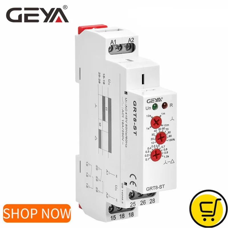 GEYA GRT8-ST Delay on Star Delta Timer Relay Soft starter AC230V 415V  AC/DC12V-240V Delta Relay Motor Starter