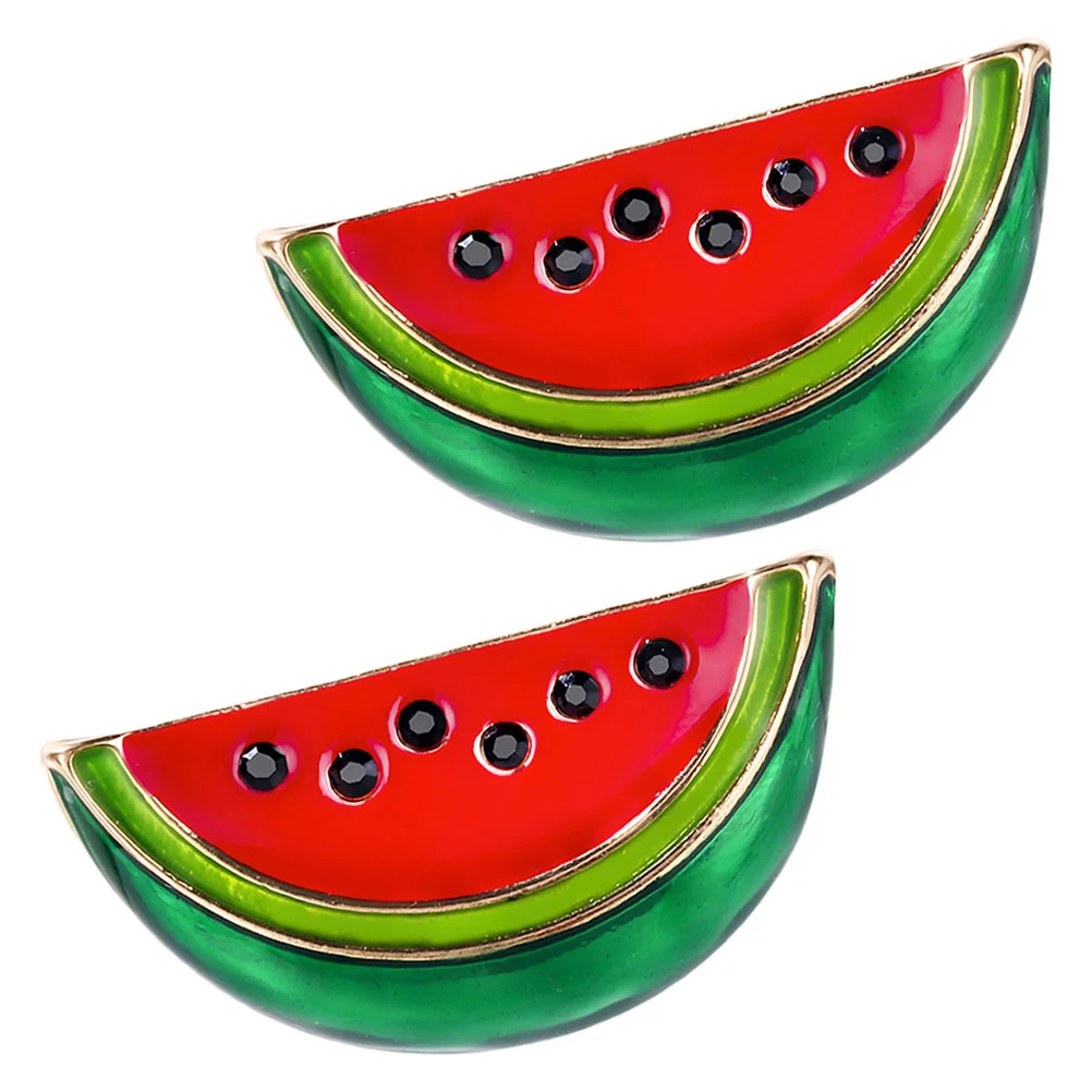 Watermelon Enamel Pin 2Pcs Cute Enamel Fruit Shaped Shirt Summer Gifts Birthday Lapel Collar Accessories Bags