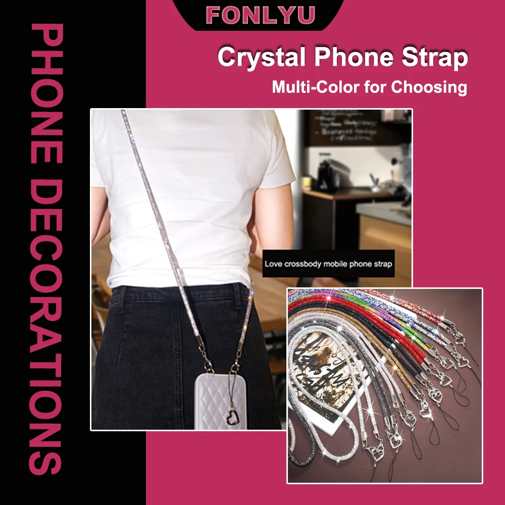 

Fonlyu 5PCS Bright Rhinestone Phone Lanyard Glitter Bling Bling Crystal Phone Anti-lost Rope Hanging Cord Phone Accessories