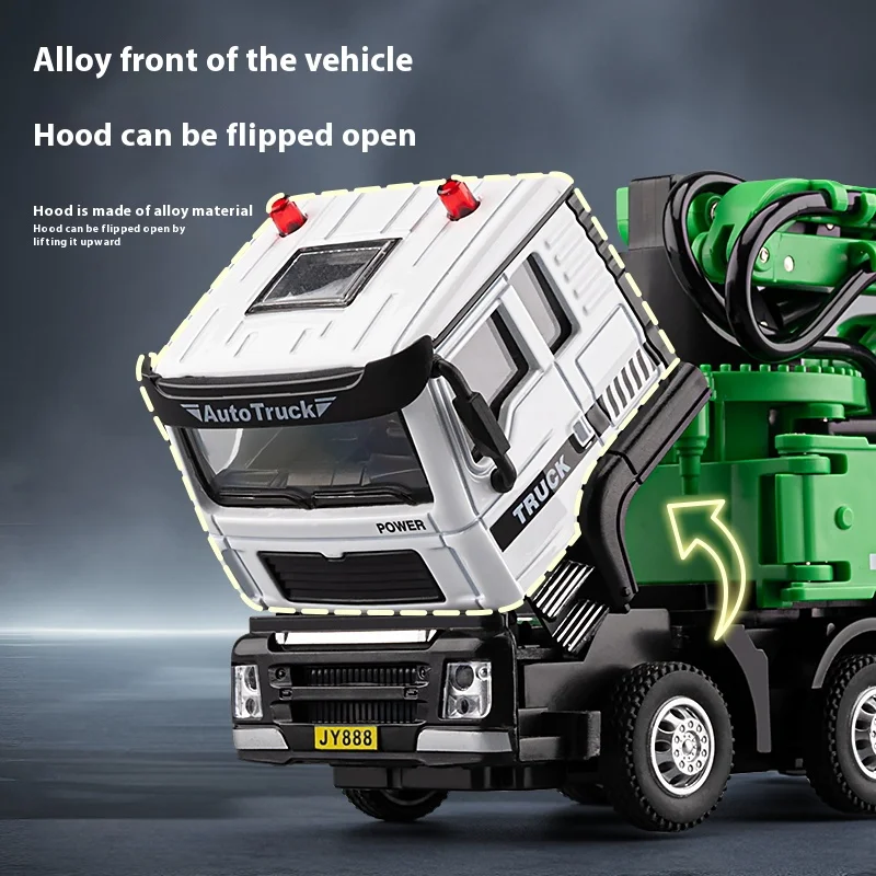 Modèle en alliage de camion pompe à ciment 1:50, ornements de table uniques, meilleurs objets de collection pour les amateurs de modèles de voitures, cadeaux de jouets d'Halloween