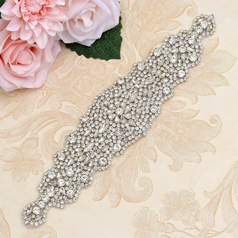 

Hand-Sewn Back-Adhesive Rhinestone Patches for Garment,Iron-On Crystal Embellishments DIY Clothing Accessories Decor