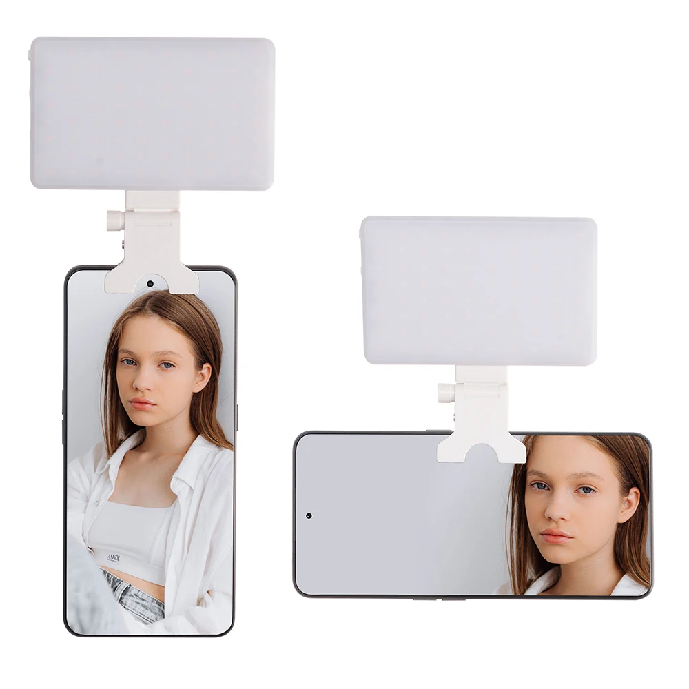 Luz LED recargable para selfi, Clip de luz para teléfono, 3 luces, modos de ajuste infinito, 5000mAh, para portátil, maquillaje, Vlog, 80 LED