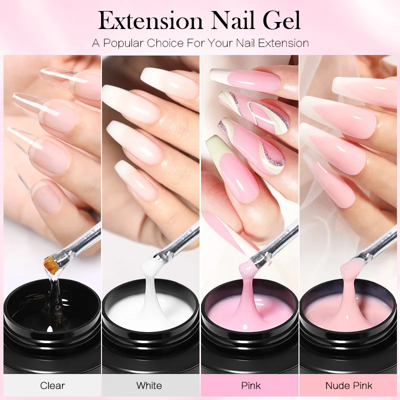 BORN PRETTY 4/3/2 Box 60ml Extension Nail Gel Polish for Manicure Extend Nude Pink White Clear Hard Gel Construction Gel Polish