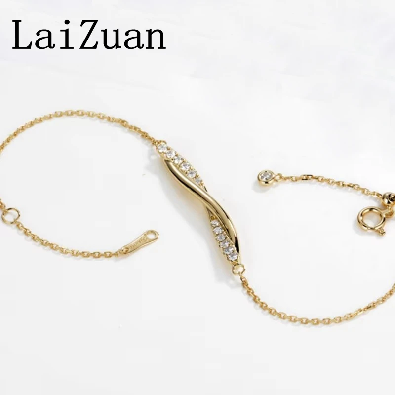 LaiZuan Solid 18k AU750 Yellow Gold Natural Diamond Bracelet For Women Diamonds Classic Trendy High Quality Fine Jewelry Gift