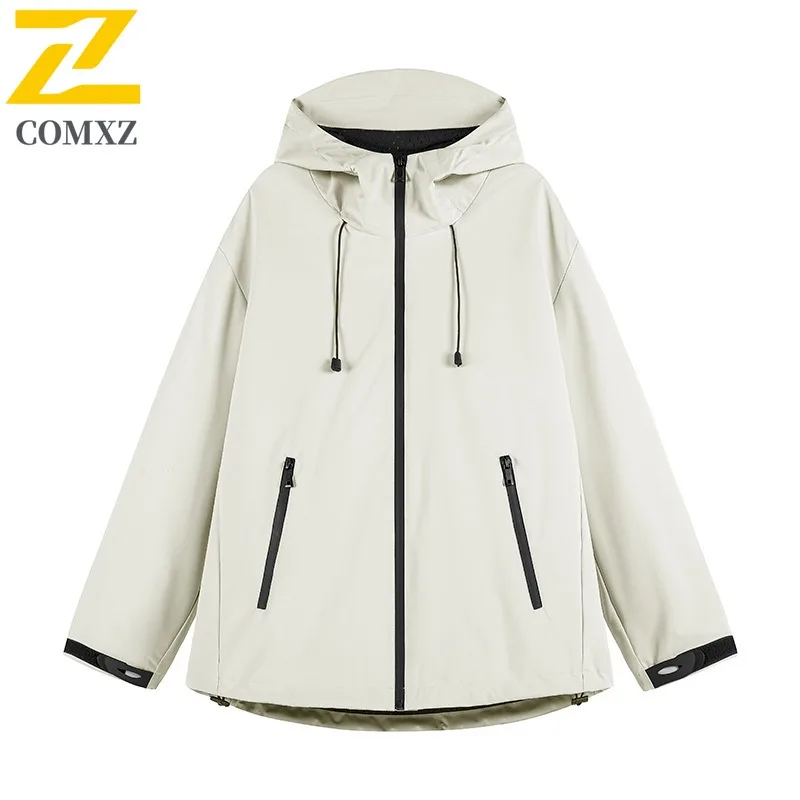 

COMXZ Mens Jacket 2025 New Premium Hooded Outdoor Adventure Comfortable Clothing Leisure Travel Durable Autumn Windbreaker