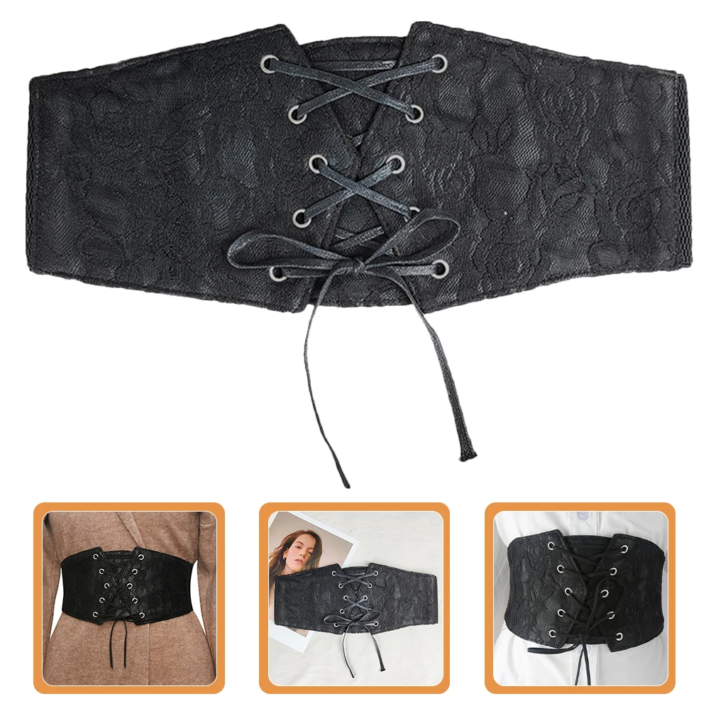 

Elastic Corset Women Adjustable PU Wide Waist Belt Durable Lace Up Waist Belt Stylish Daily Banquet Use